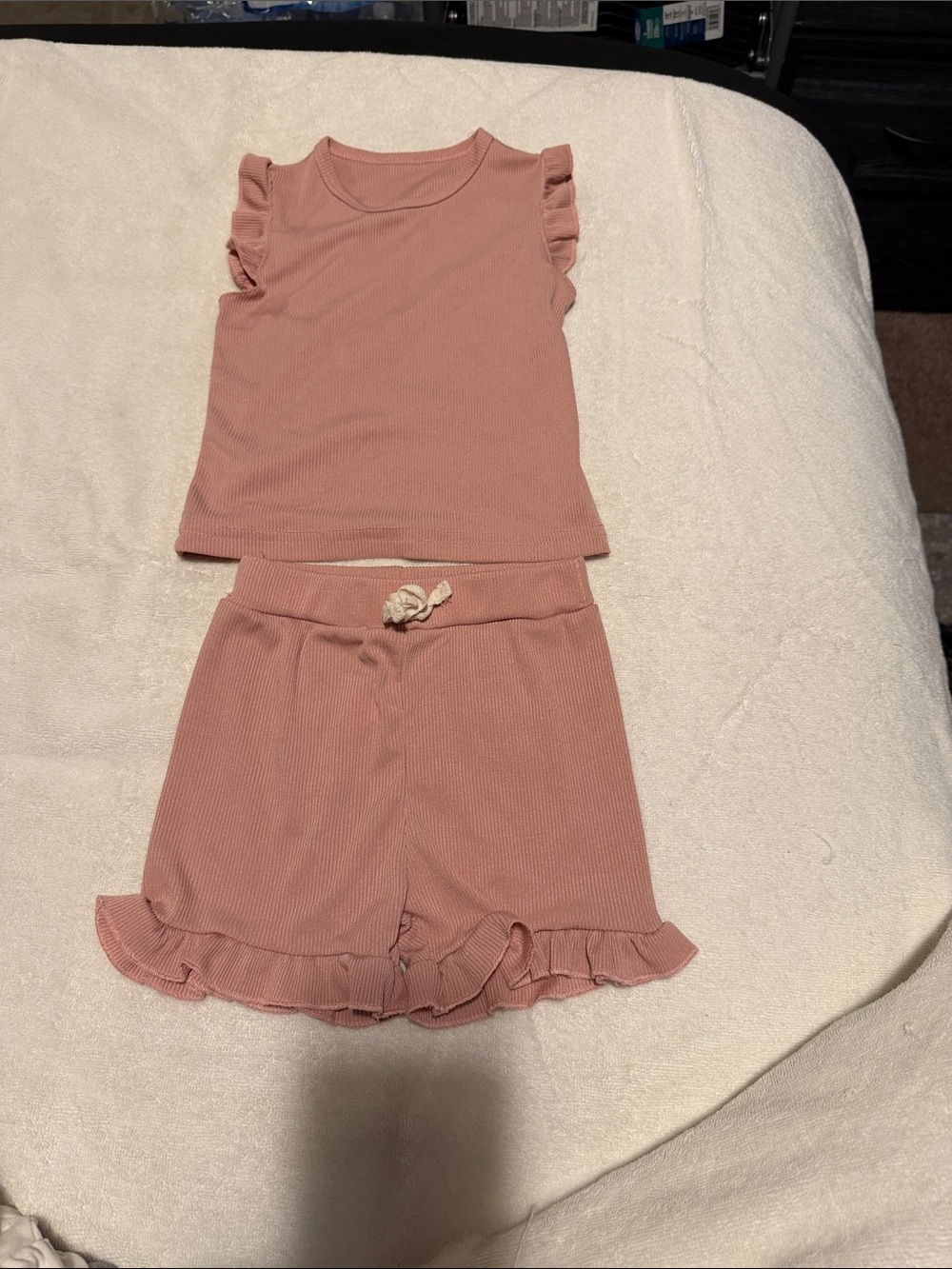 Girls Pink Ruffle Tank & Shorts Set